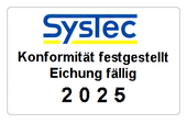 Label als Zeichen  Bevollmächtigter für Konformitätsbewertungen für „nichtselbsttätige“ und „selbsttätige“ SysTec-Waagen. . Wir dürfen neue Waagen mit SysTec-Wägeterminals in den eichpflichtigen Verkehr bringen. 